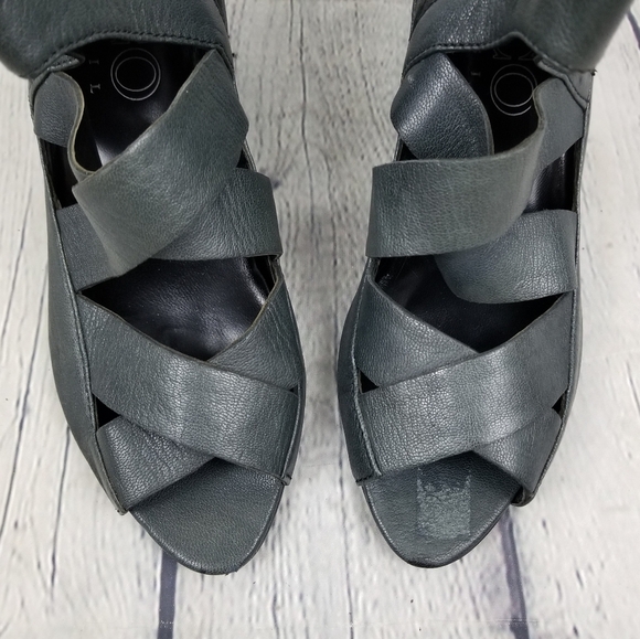 PACO GIL | leather chelsea style strappy open toe wedge boots - Picture 4 of 9